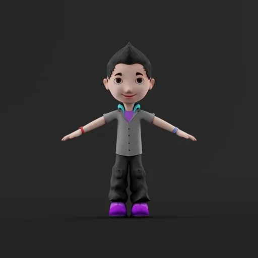 Stylized Young Boy Rigged