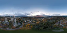 Aerial City Cloudy Sunset Sky