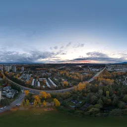 Aerial City Cloudy Sunset Sky
