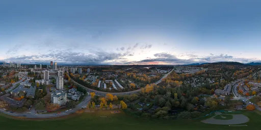 Aerial City Cloudy Sunset Sky