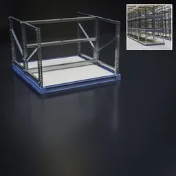 3D model of an industrial shelf storage unit with array-ready design for warehouse layouts, compatible with Blender 3D software.