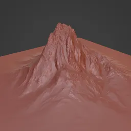 3D sculpting brush tip creating detailed mountain peak topology on digital terrain model