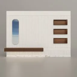 "Minimalistic LED Wall with Wall Art, Ideal for Cozy Spaces – BlenderKit 3D Model for TV Cabinets".