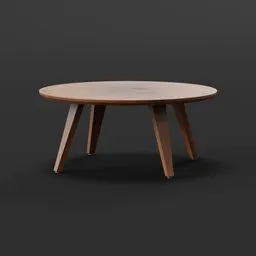 "Photorealistic mid-century coffee table with wooden base and stained finish, rendered in Unreal Engine style. Perfect for center rooms. 3D model for Blender 3D software."