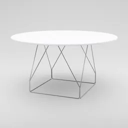 "Fredericia JG Table Ø140: A Simple Yet Elegant Table Designed by Jørgen Gammelgaard for Blender 3D. The Table Features a White Top, Metal Base, and Intriguing Graphic Aesthetic, Providing Remarkable Stability. Perfect for Interior Design Projects and Renderings."