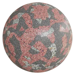 Terrazo red and black floor tile