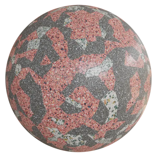 Terrazo red and black floor tile