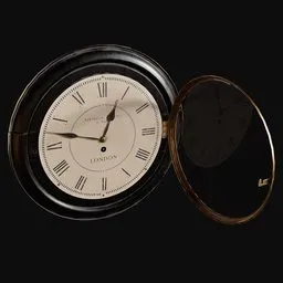 Late 1800s Circular Wall Clock Black