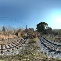 Railwall station train tree clouds