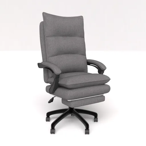 High-detail gray ergonomic office chair 3D model with armrests, suitable for Blender rendering.