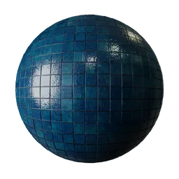 High-resolution PBR blue ceramic tile material for 3D modeling in Blender and other software.