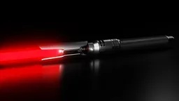 Detailed 3D model of a red-bladed lightsaber, compatible with Blender, showcasing intricate design and lazer effect.