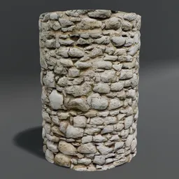 Stone Cylinder Post Pillar White