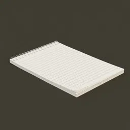 Detailed 3D model rendering of a blank notepad with spiral binding, ideal for Blender animation and design.
