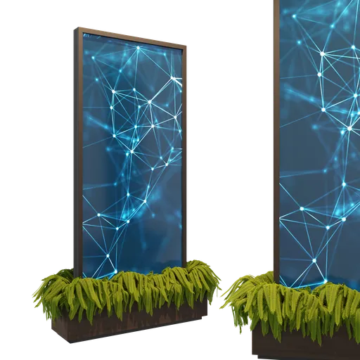 Intricate 3D totem model with geometric patterns and foliage, compatible with Blender for retail scene enhancement.