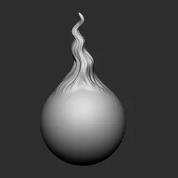 3D model with NS Stylized Flame brush effect displaying delicate fire shapes for rapid flame sculpting in Blender.