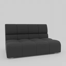Detailed black modular couch 3D model, suitable for Blender rendering and furniture design visualization.