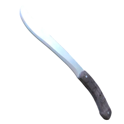 Detailed 3D model of an aged machete with realistic textures suitable for Blender animation and rendering.