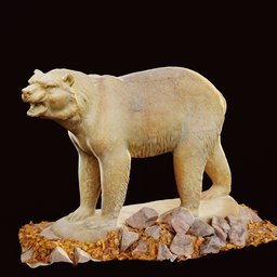 Sculpture of an old angry bear
