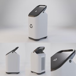 "Get the Modern Trash Bin Concept 3D model for Blender 3D, featuring a sleek white and black design with a black lid, inspired by Gerard Houckgeest. This household appliance has a dimension of 20x25x47 and is perfect for your trash disposal needs. Trending on Kickstarter, this concept art is a must-have for your 3D model collection."