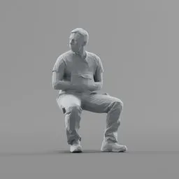 Lowpoly Construction Worker sitting