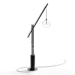 "Floor Lamp 3D Model for Blender 3D - Standing Lamp with Wire and Black Marble Base, Single Long Stick and OLED Accent Lighting, Designed by Olaf Rude. Official Product Image for Peugeot Onyx Monocle Purism Collection. Perfect for Minimalist and Modern Interior Designs."