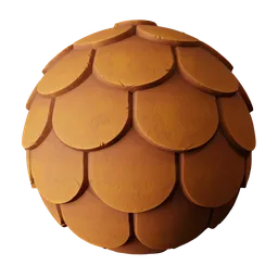 Stylized Scalloped Terracotta Offset Roof Tiles