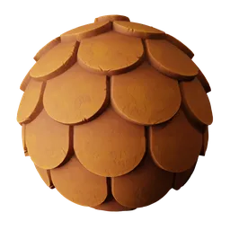 Stylized Scalloped Terracotta Offset Roof Tiles