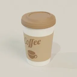 Detailed 3D model of a takeout coffee cup for Blender rendering, perfect for cafe scene assets.