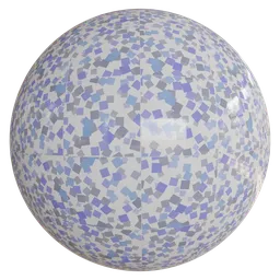 Realistic white and purple PBR tile material for 3D rendering with high-resolution 4K texture.