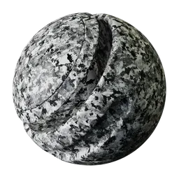Realistic grey and white granite PBR material for 3D rendering in Blender and similar applications.