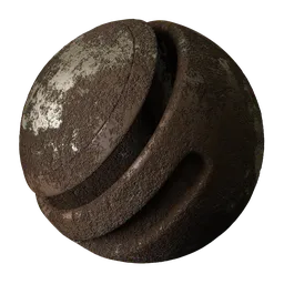 Rusty Metal 03 procedural texture with detailed settings for scale, metallic, and displacement effects for PBR rendering in 3D apps.