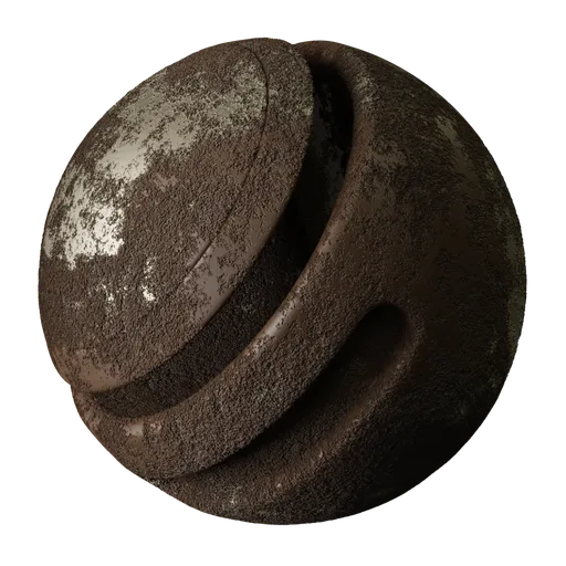 Rusty Metal 03 procedural texture with detailed settings for scale, metallic, and displacement effects for PBR rendering in 3D apps.
