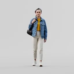 Girl walk in denim