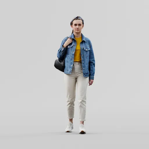 Girl walk in denim
