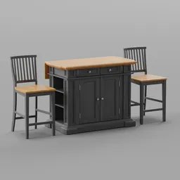 Kitchen Island with Bar Stools