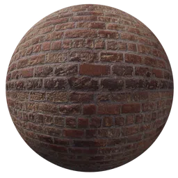 High-quality PBR texture of variegated red bricks for 3D modeling and Blender material library.