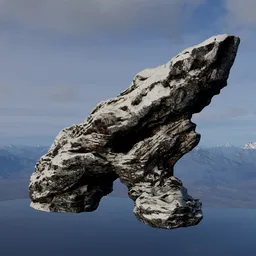 Snow Rugged Rock Formation