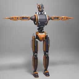 Rusty Humanoid Robot Droid Rigged
