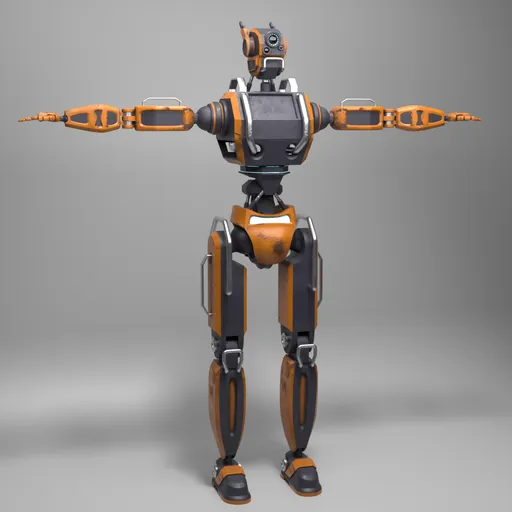 Rusty Humanoid Robot Droid Rigged | Robots Characters models | Blendkit