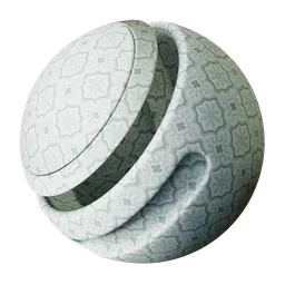 Elegant PBR Serenity Mandala Tile with ornate patterns in soft blues and whites for 3D Blender material projects.