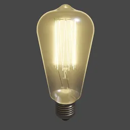 3D render of a decorative filament LED bulb with clear glass for Blender 3D lighting projects.