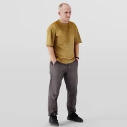 Urban Minimalist Bald Man in Mustard