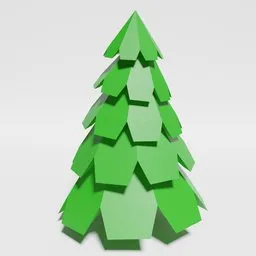 3D model of a stylized, low poly Christmas tree suitable for Blender rendering and festive digital projects.