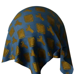 Medieval Fabric - Castle Blue and Gold