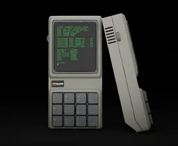 Highly detailed retro 1980-style cellphone 3D render created with Blender and textured using Substance Painter.