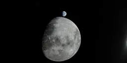 Moon and Earth in Space