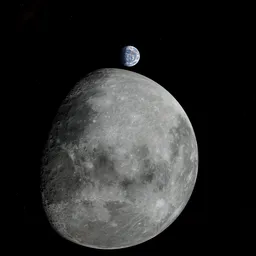 Moon and Earth in Space