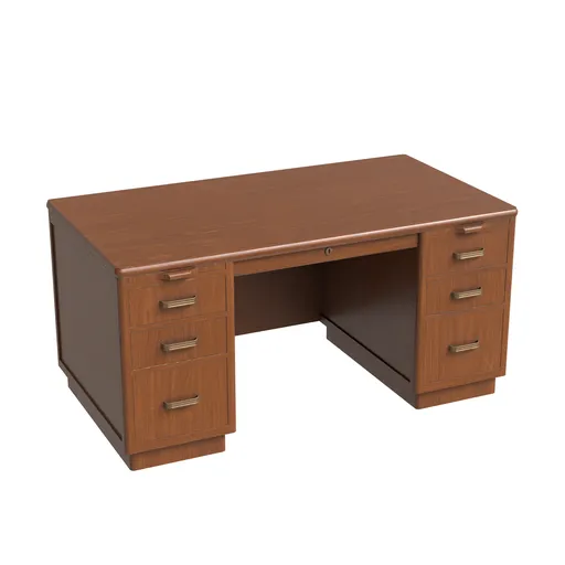 High-quality vintage wooden office desk 3D model, PBR-textured for realism, suitable for Blender and UE rendering.