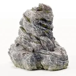 "Low-poly, hand-crafted 3D model of a large rock with PBR textures. Perfect for Blender 3D landscapes."